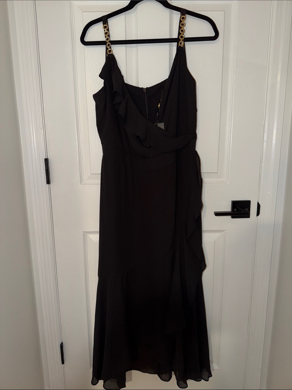 Black Maxi Dress with Gold Chain Straps